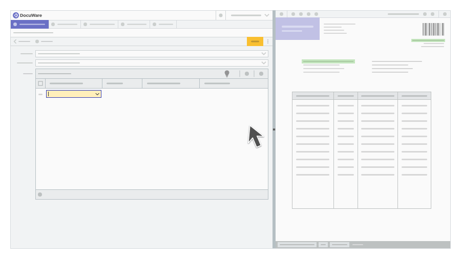 Modern document management system interface showing customizable dashboard and workflow automation